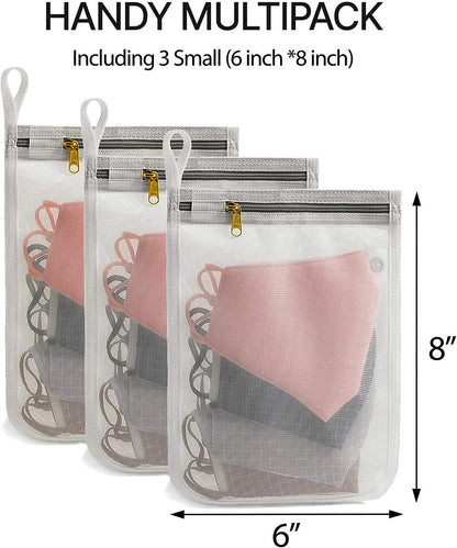 TENRAI 3 Packs Delicate Laundry Bags for Reusable Face Masks and Makeup Remover Pads, Fine Mesh Wash Bags