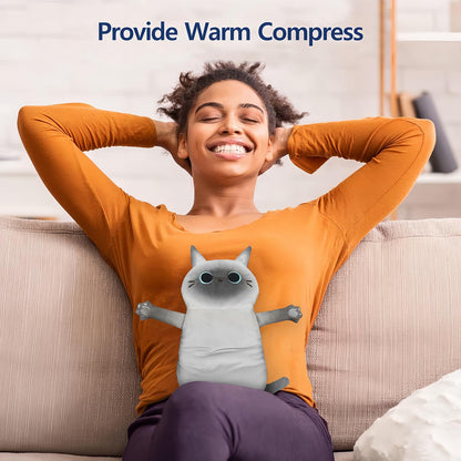 Large Microwave Heating Pad with Washable Cover 21 * 12" Microwavable Heating Pads for Cramps, Back, Neck Shoulder Pain Relief, Cordless Weighted Moist Heat Pack, Black Cat