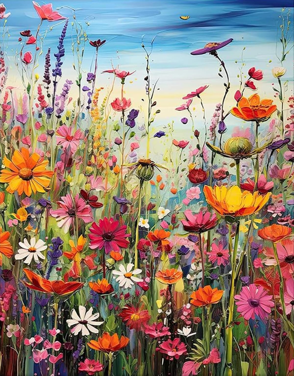 BYGFHLYW Diamond Art Painting Kits for Adults, Sea of Flowers 5D Diamond Painting Dots Art Kits for Adults Beginner, Flowers DIY Full Round Gem Crystal Art Paint by Diamond, Home Wall Decor 12x 16 in