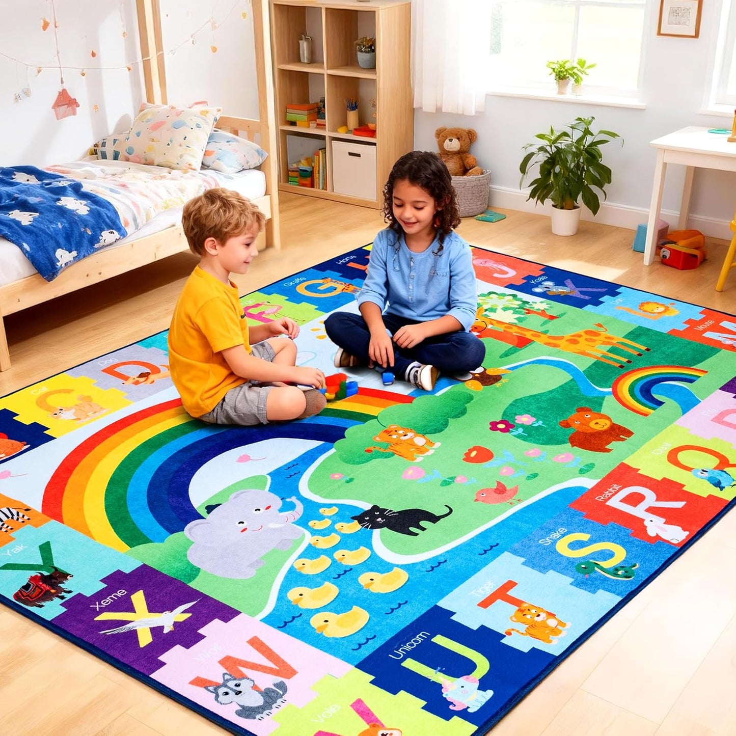 5x7 Safe(60"x80") Baby Play Mat for Floor, FT Non-Slip Nursery Rug, Extra Thick Large Area Kids Rugs, Kids Mat