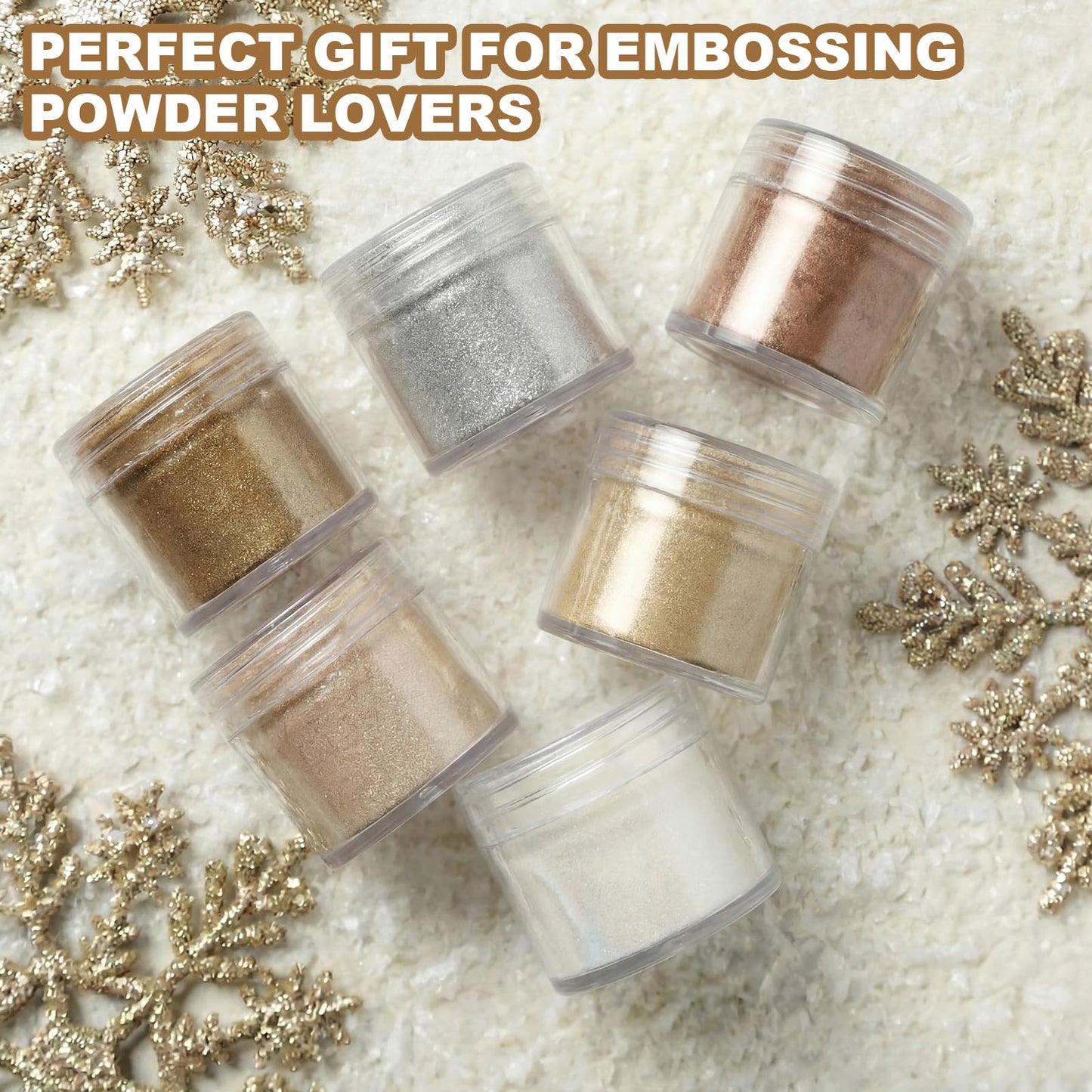 Heigble 6 Pcs 0.5 Ounce Embossing Powder Set for DIY Crafts Greeting Cards Making Scrapbooking Wedding Invitations
