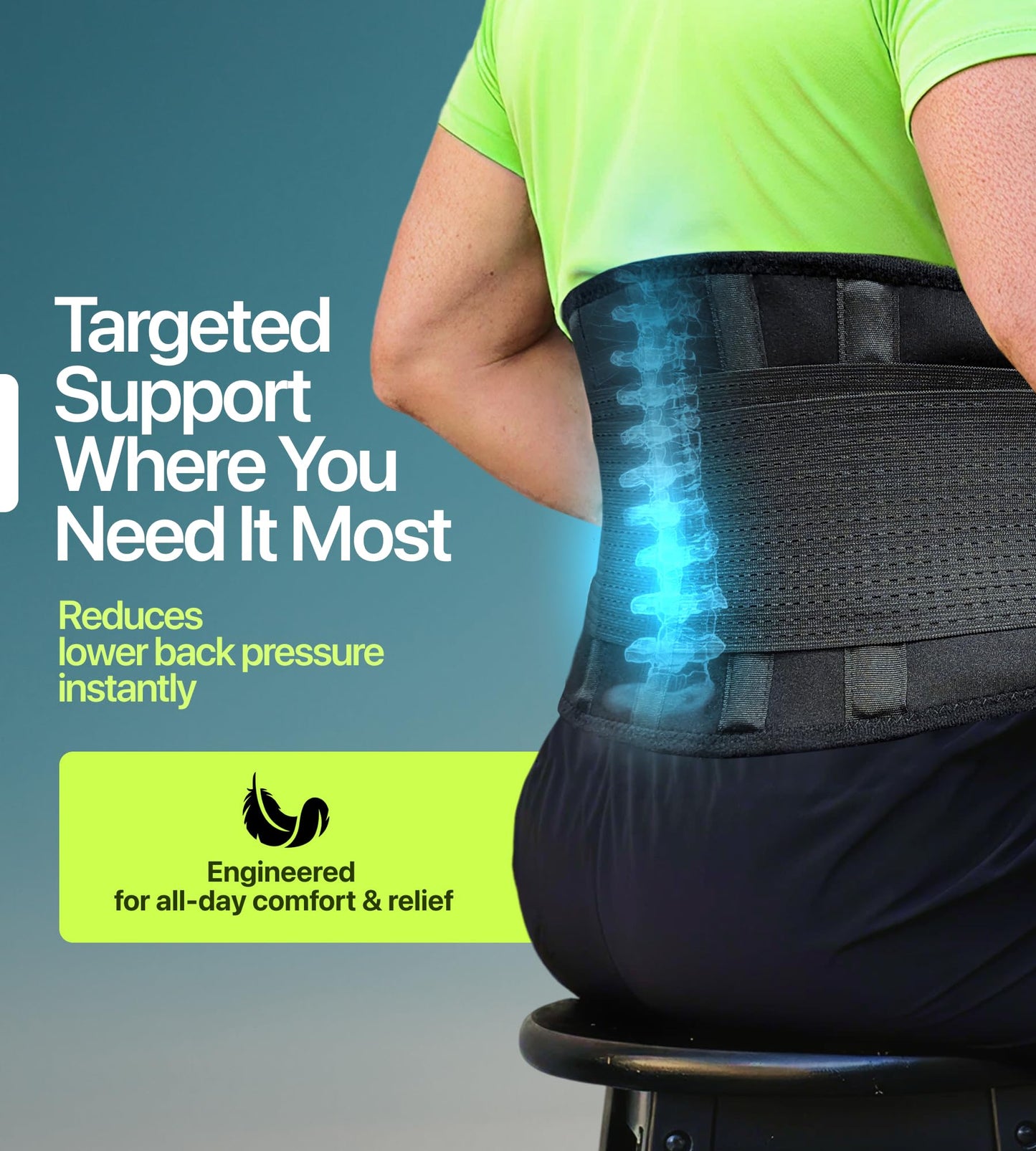 5XL Plus Size Back Brace – Adjustable Lumbar Support for Women & Men | Lower Back Pain Relief & Injury Prevention | Discreet Under-Clothes Belt for Big, Tall, Obese & Overweight Individuals