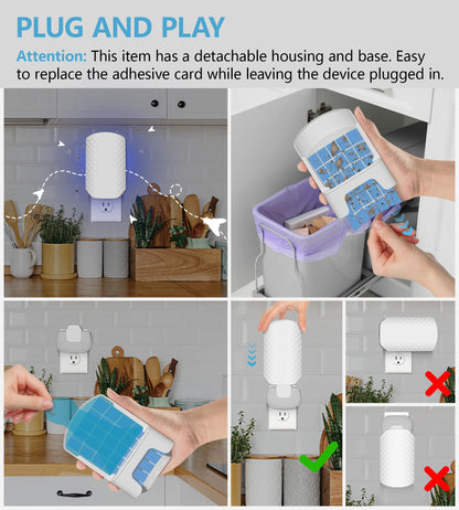 WowCatch Flying Insect Trap for Indoors, Bug Killer Light Trap for Fruit Flies, Gnats, Moths, and Houseflies, 2 Devices + 8 Refills, Best Fly Traps for Home, Kitchen, Bedroom, Plant Area, Garages
