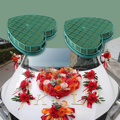 2 Pack Large Floral Foam Blocks Heart Shaped Floral Bricks with Suction Cup Tray, 11.8 x 12.6 inches Green Florist Sponge Flower Mud for Wedding Party Valentine’s Day Decor Floral Arranging Supplies