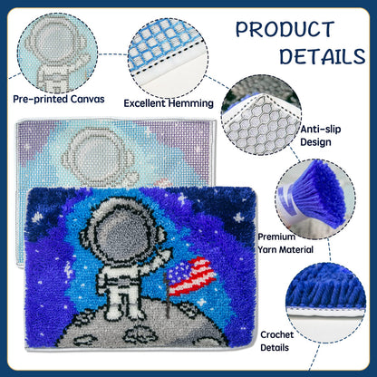 YP Latch Hook Kits for Adults DIY Rug Crafts Arts Carpet for Home Decoration Festival Gifts,20.5" X 15"（Fly to The Moon）