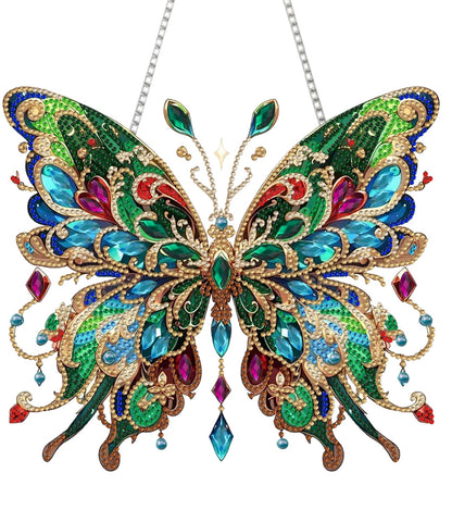 STGLCR DIY Hanging Diamond Art Pendant Painting Kit Colourful Butterfly, Special Crystal Gem Craft Painting Kit Ornament Double Sided Diamond Art Suncatcher Window Hanging Ornament 7.8inch