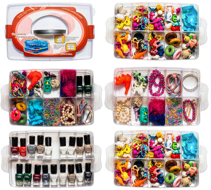 Sooyee 5 Layers Stackable Storage Container Clear 50 Adjustable Compartments,Compatible with Small Toys Arts and Crafts Piping Tips Hardware Storage Organizer