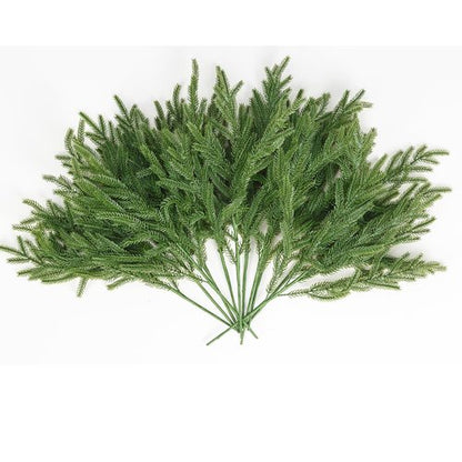 JEVEHWV ﻿12 Pcs 18 Inch Artificial Norfolk Pine Christmas Pine Branches，Real Touch Christmas Greenery Pines Branches for DIY Flower Arrangement Crafts Garland Wreath Xmas Indoor Outdoor Home Decor