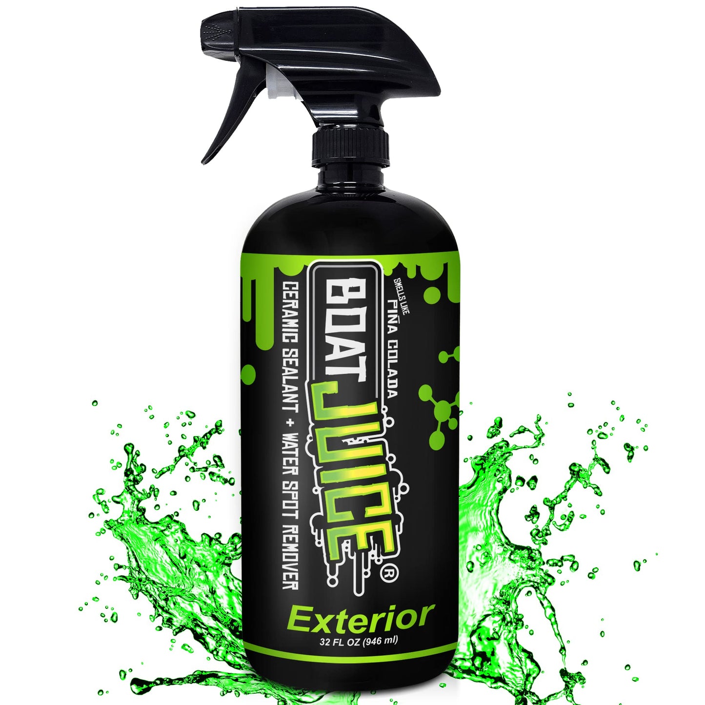 Boat Juice 2in1 Exterior Boat Cleaner & Protectant Spray | Water Spot Remover with SiO2 Ceramic Sealant | Pina Colada Scent | Marine Detailing & Boat Cleaning Supplies | Made in USA (32oz)