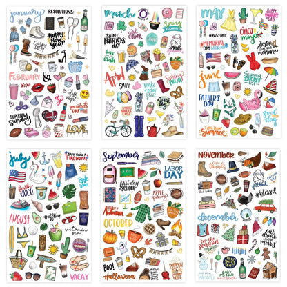 bloom daily planners Holiday Seasonal Planner Sticker Sheets - Vintage Seasonal Sticker Pack - Removable & Repositionable - Over 310 Stickers Per Pack!
