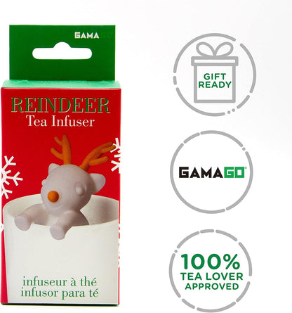 GAMAGO Reindeer Tea Infuser - 100% Silicone Non-Toxic Reusable Loose Tea Steeper, Funny Gift Tea Leaf Strainer