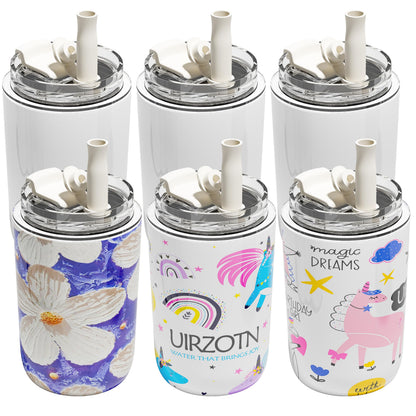 UIRZOTN 6 Pack 10 oz Sublimation Tumblers Blanks Bulk, Travel CoffeeTumblers with Straw and Lids, Reusable Cups with Lids for lced and Hot Drinks