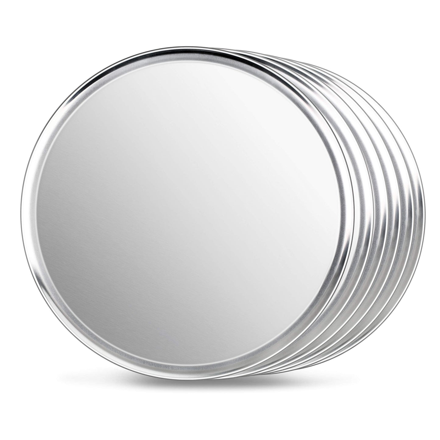 New Star Foodservice Restaurant-Grade Aluminum Pizza Pan/Tray, Wide Rim, 18 Inch, Pack of 6