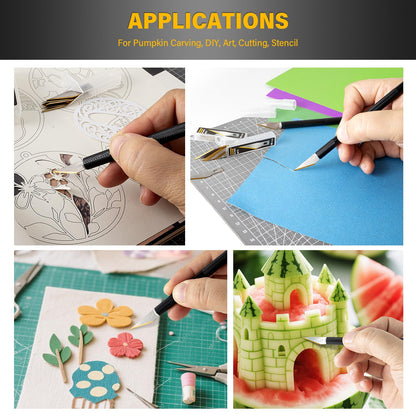 Gomake Exacto Knife Set 2PCS Precision Hobby Knife With 20 Packs #11 Titanium Coated Replacement Blades,Utility Cutting Tool for Crafting Scrapbooking Rubber Stamps Handmade Work