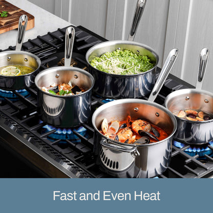 All-Clad D3® Stainless Steel 1 Quart Sauce Pan Covered- Made in the USA- The Original Bonded Professional Cookware- Oven Safe & Induction Compatible