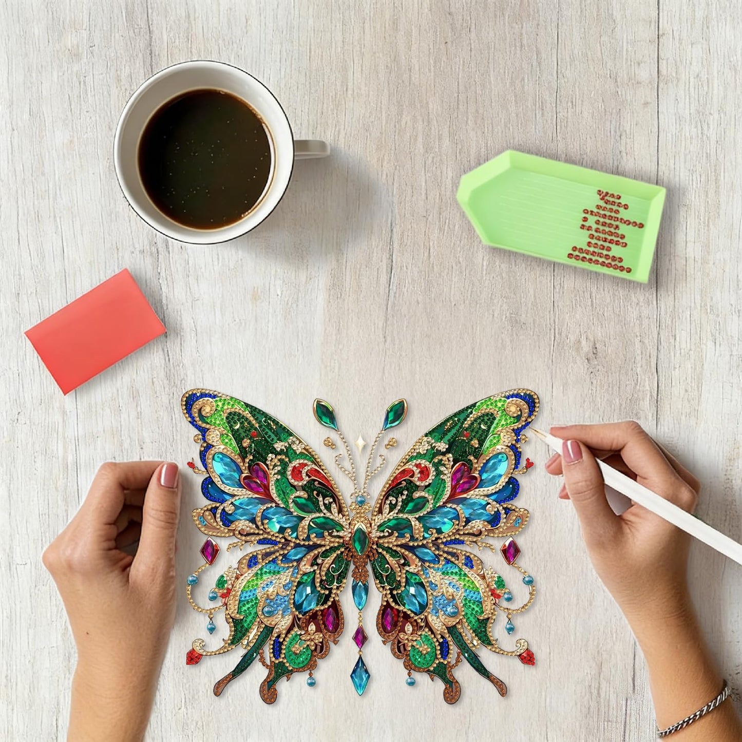 STGLCR DIY Hanging Diamond Art Pendant Painting Kit Colourful Butterfly, Special Crystal Gem Craft Painting Kit Ornament Double Sided Diamond Art Suncatcher Window Hanging Ornament 7.8inch