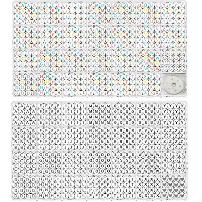 YMSDZHL Alphabet Beads A-Z 1900Pcs Letter Beads, Acrylic 4x7mm Round Letter Beads Kits,Black Digit and Colorful Smile Beads for Bracelets Necklaces DIY Jewelry Making (Black+Colorful,1900+PCS)