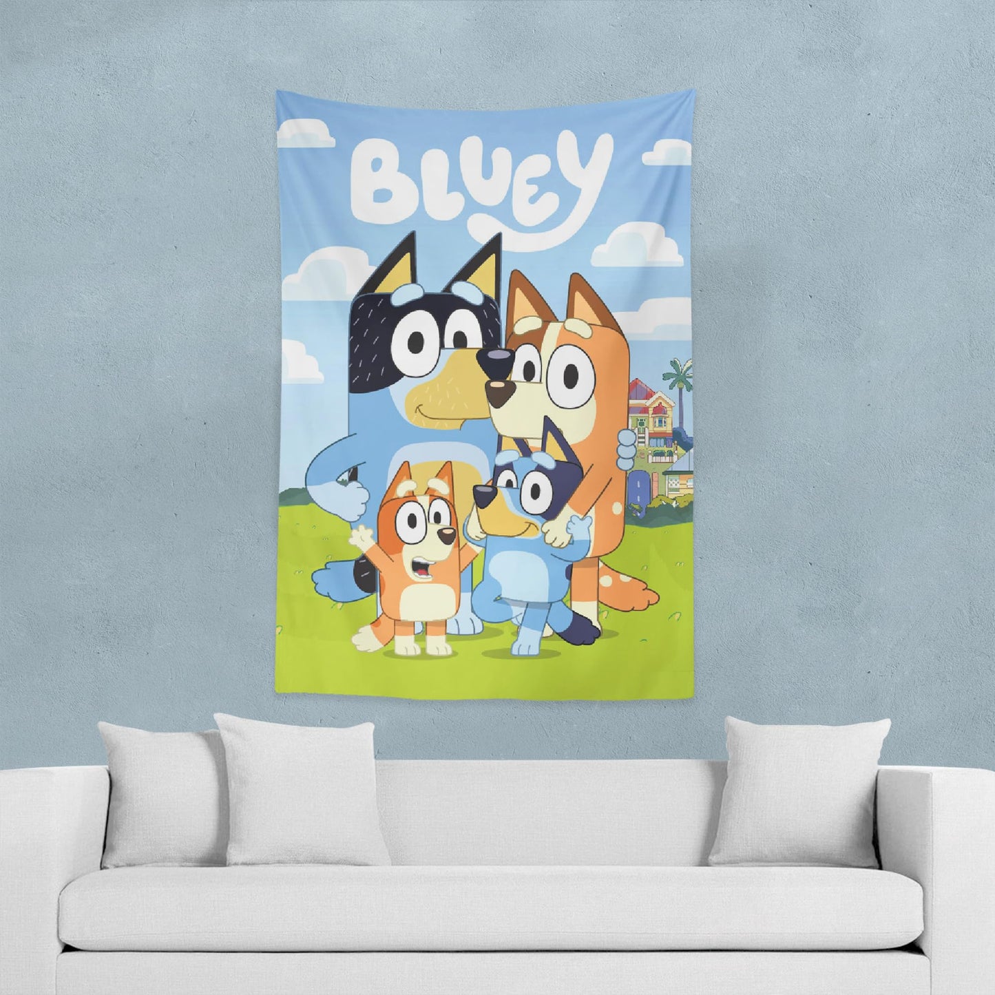 NORTHWEST Bluey Hooray Heelers Wall Hanging – Official Bluey Fabric Tapestry for Nursery, Playroom & Kids’ Birthday Banner, Party Decorations | 40 x 57 Inches