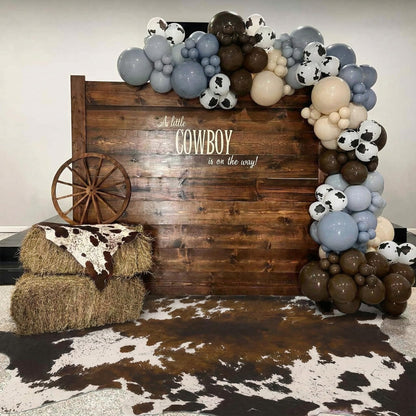 Breling 59" x 79" Western Party Decoration Faux Cowhide Rug Western Animal Flannel Cow Print Rug Farmhouse Rustic Home Decor for West Theme Birthday Party Supplies Bedroom Decor(Brown,Elegant Style)