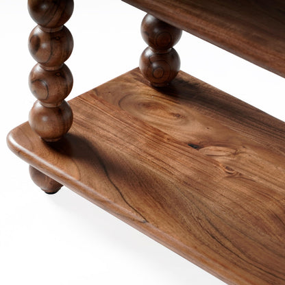 SAFAVIEH Couture Collection – Norbert Brown Solid Wood 2 Shelf Console Table, Entryway Storage Table with Turned Legs (SFV5795A)