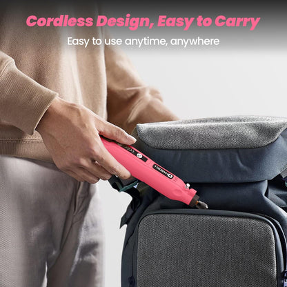 HARDELL Mini Cordless Rotary Tool, 5-Speed 3.7V Rechargeable Rotary Tool Kit with 69 Accessories, USB Charging Multi-Purpose DIY Tool for Sanding, Polishing, Drilling, Engraving(Pink 69pcs)