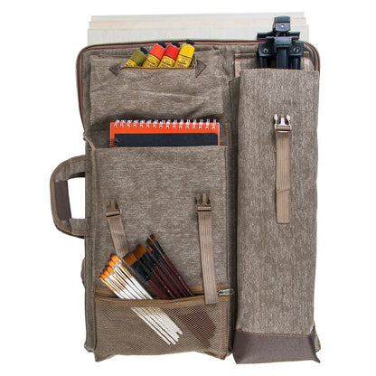 TRANSON Art Portfolio Case Artist Backpack Canvas Bag Large 26” x 19.5” Khaki