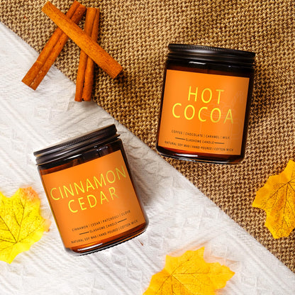 Fall & Christmas Candles, Soy Candles Set - 7Oz * 6 Pack, Holiday/Birthday/Christmas Gifts for Women & Men, Autumn Scents of Hello Fall/Spice Pumpkin/Apple Cider/Hot CocoaCinnamon & Cedar/Maple Latte