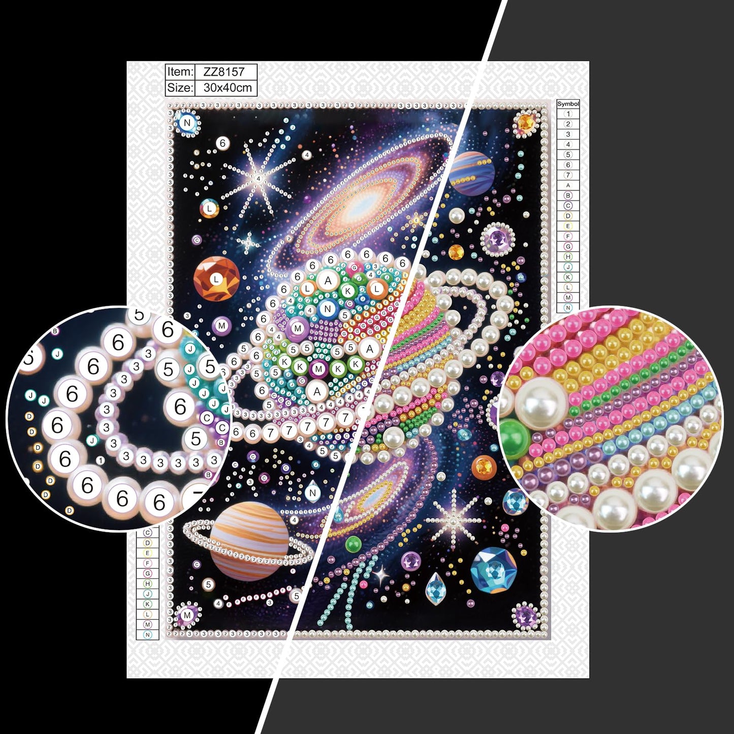 WSLWXSHM Pearl Diamond Painting Kits for Adults Universe, 5D Special Shape Diamond Art Kits for Beginners, Crystal Rhinestones Diamond Painting for Home Wall Decoration Gift 12×16inch/30×40cm Planet