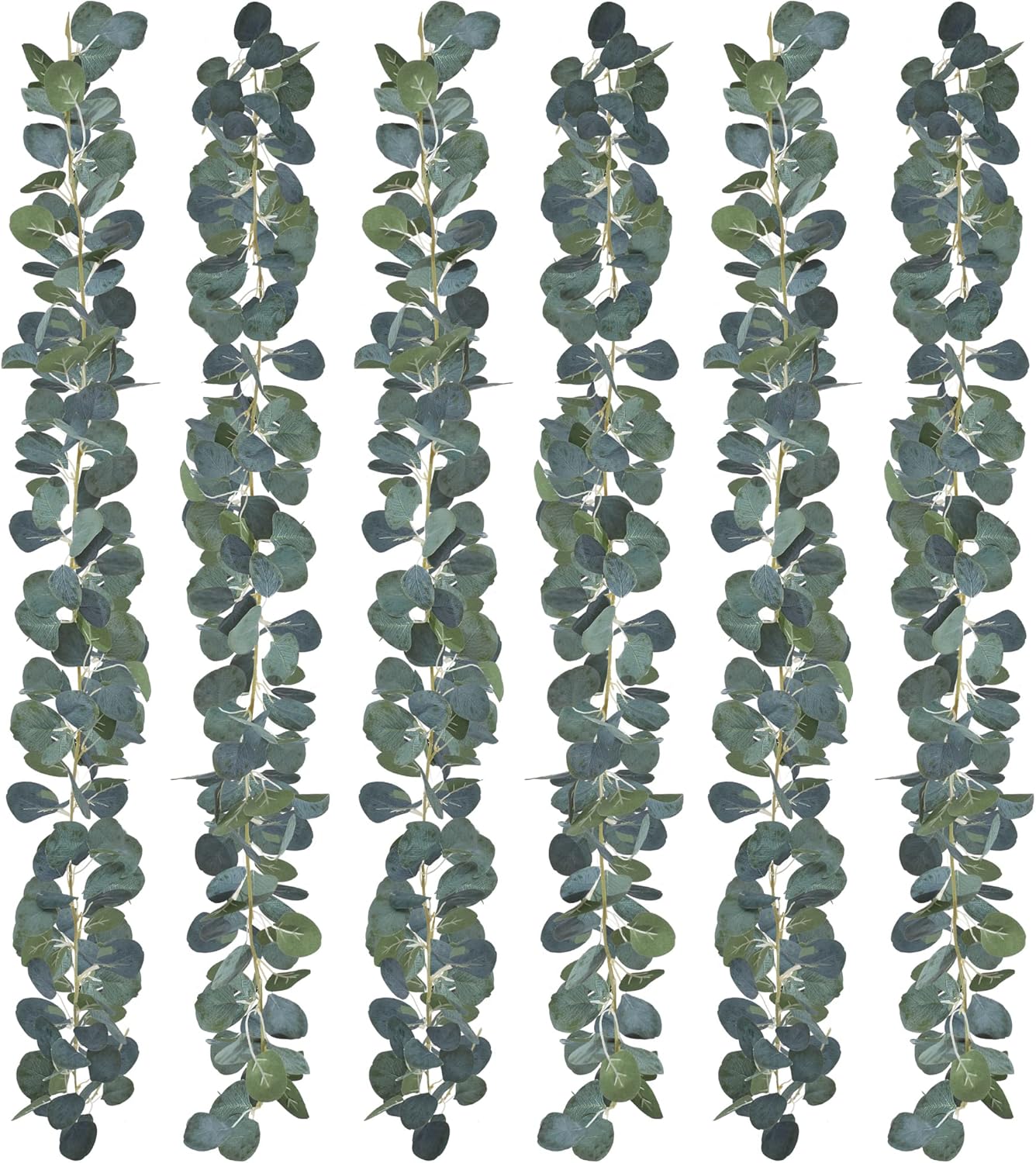 PARTY JOY 6Pcs Faux Silk Eucalyptus Garland, Artificial Vines for Wedding Backdrop Arch Wall Decor