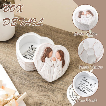 Sister Birthday Gifts, Sister Figurine Small Keepsake Box - Mothers Day Gifts for Sisters, Big Sister Gift from Sisters, Best Friend Friendship Gift - Soul Sister Hand-Painted Decorative Boxes