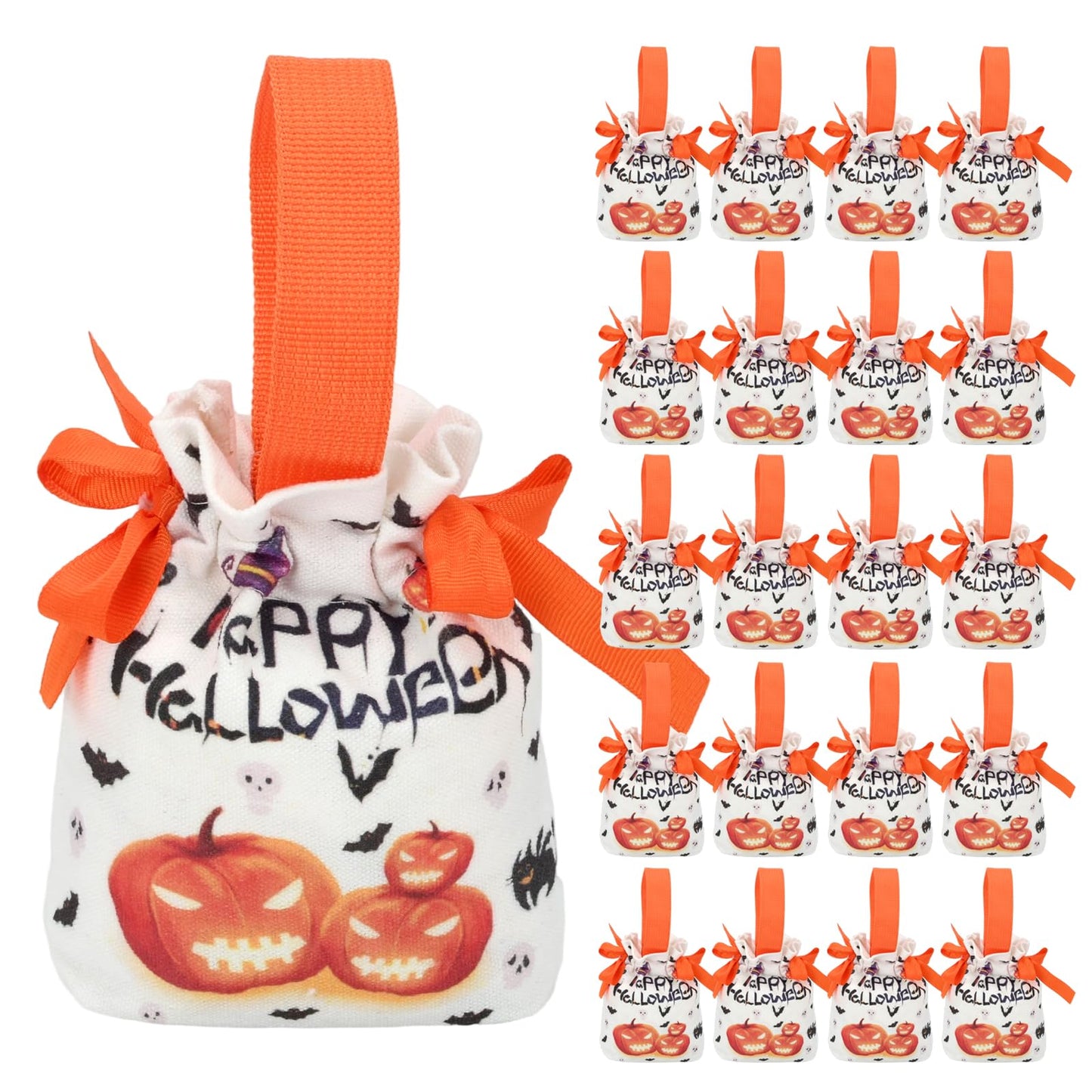 XHKDSYMC 20 Pack Halloween Treat Bags,Halloween Goodie Bag Candy Bagss for Halloween Party Decoration Supplies (Orange)