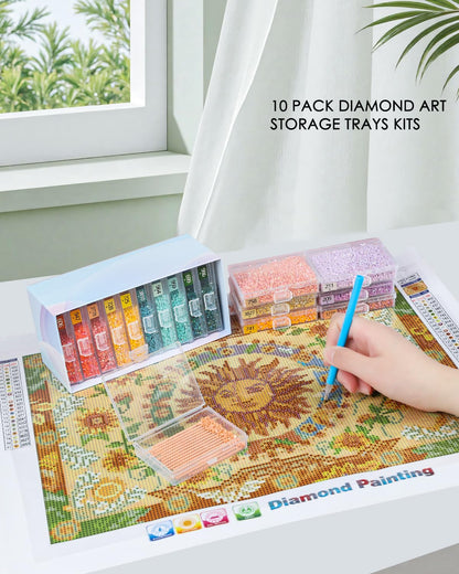 YBUTVY Diamond Art Trays with Lids, 10PCS Diamond Painting Trays with Lids ＆ Diamond Art Storage, Gift Box Diamond Painting Accessories for Diamond Art Beads
