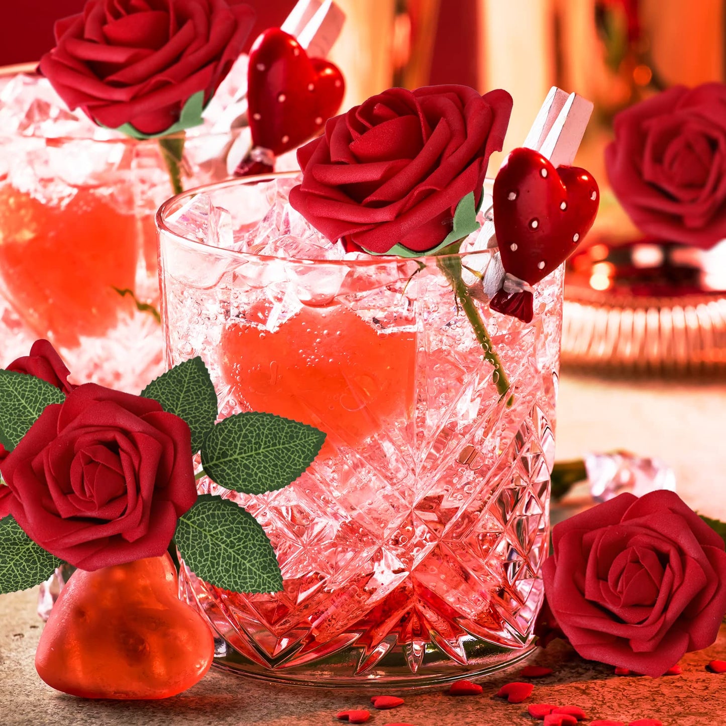 AmyHomie Artificial Flowers Dark Red Rose 25pcs Real Looking Fake Roses w/Stem for DIY Wedding Bouquets Centerpieces Arrangements Party Baby Shower Mothers Day Christmas Tree Decorations