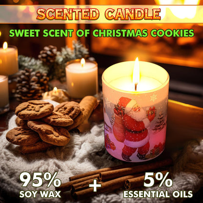 Electricwise Christmas Scented Candle Gift Set for Women, Candles Can Change Into 7 Colors, Winter Candle with 7.6oz Soy Wax Fir Holiday Candles for Christmas Women Gift(Santa Claus)