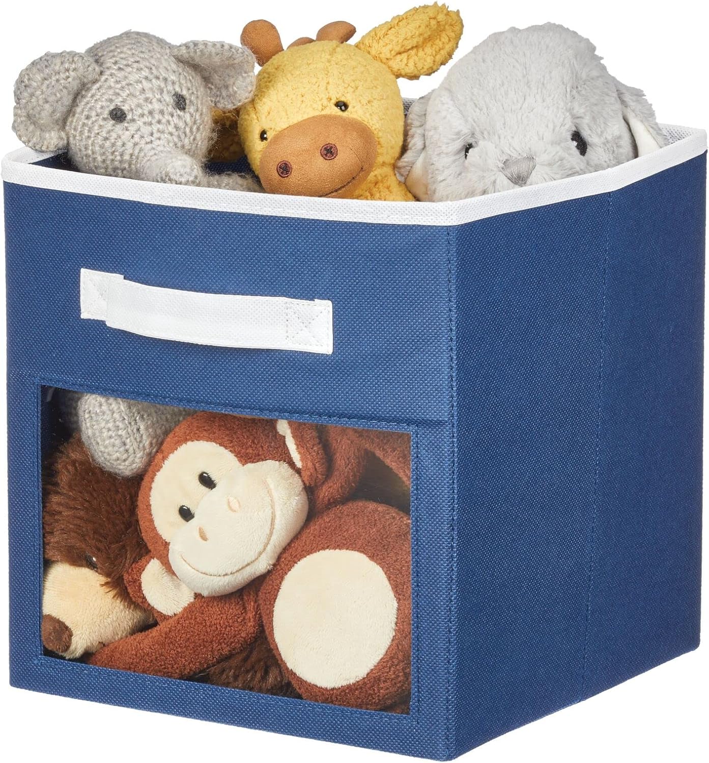 Closet 4 Pack, mDesign Fabric Nursery/Playroom Storage Organizer Bin Box with Front Handle/Window for Cube Furniture