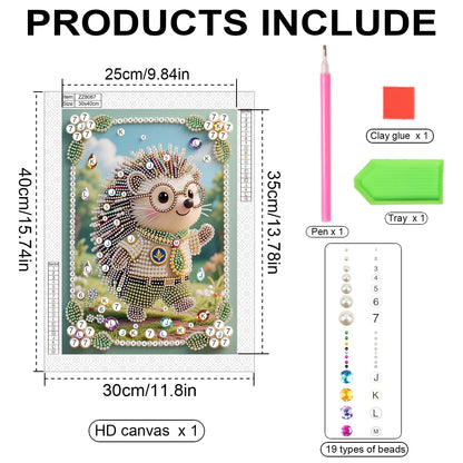 WSLWXSHM Pearl Diamond Painting Kits for Adults Hedgehog, 5D Special Shape Diamond Art Kits for Beginners, Crystal Rhinestones Diamond Painting for Home Wall Decoration Gift 12×16inch/30×40cm Animal