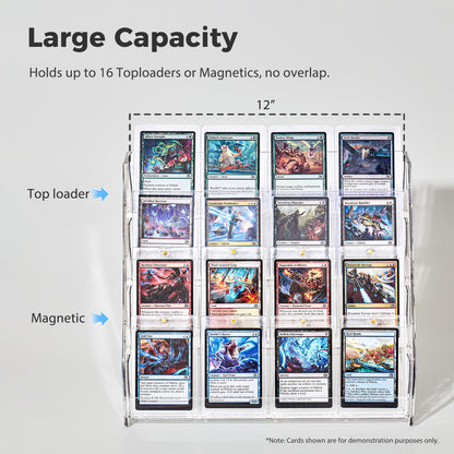 DEEIF 4 Tier Acrylic Trading Card Display Stand, 12" Riser Display Shelf for Magnetic Holders, Toploaders, PSA Graded Cards, TCG Sports Card Collection (2 Pack)