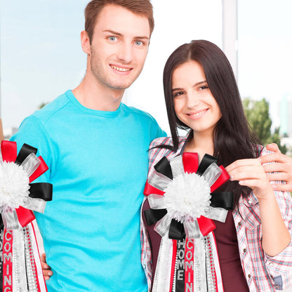 Thiccywoov Homecoming Mum Supplies Set 7'' Artificial Flower Paper Disc Backer Ribbon Home Coming Mum DIY Craft Kit for Homecoming Week Dancing Party King Queen Gift Decor (Red,Warm Style)