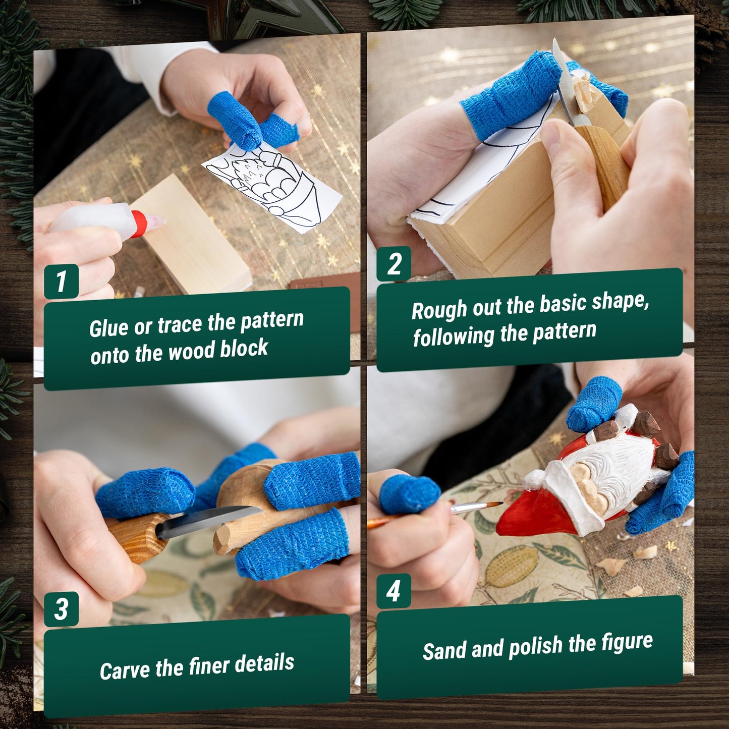 BeaverCraft DIY06 Santa Whittling Kit – Wood Carving Kit for Beginners – Wood Carving Tools Set, Diy Crafts for Adults – Woodworking Kits for Kids&Teens – Hobby Kits for Adults, Woodworking Gifts
