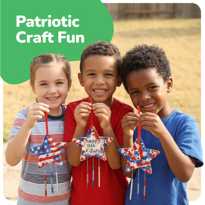 ArtCreativity Patriotic DIY Wind Chime Kit for Kids - 9 Pack - Wooden Wind Chime Set with Paint Kit, Rhinestone Flower Stickers, 105 Stickers, and More - July 4th Arts and Crafts for Kids 3 and Up