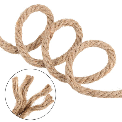 FUNSUEI 196ft 8mm Thick Jute Rope, Natural Hemp, Heavy Duty for Hanging, Gardening, Camping, Bundling, Crafts, Brown