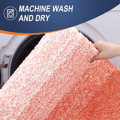 OLANLY Large Bathroom Rugs - Extra Soft Microfiber Mat 50x30 | Quick Dry, Rubber Backing, Coral Color