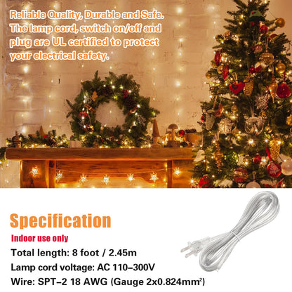 Asjeumt 2 Pcs 8 FT Lamp Cord with Plug, Replacement Lamp Wire with Plug, Clear SPT-2 Lamp Cord Wire 2 Polarized Molded Plug 18 AWG Power Cord, 8 Feet DIY Rewiring Repair Wiring Electrical Light Cords