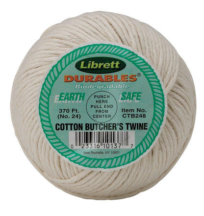 Librett Durables Butchers Twine, Cotton, 370-Feet, Brown