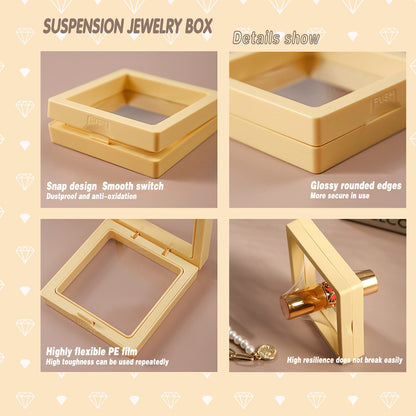 ailison 12PCS 3D Floating Frame Display Stand, Jewelry Box, Gift Box, Ornament Organizer, Small Travel Jewelry Box, PE Film Anti-Oxidation, Suspended Display Box Stackable (3.54 * 3.54，Type 4)