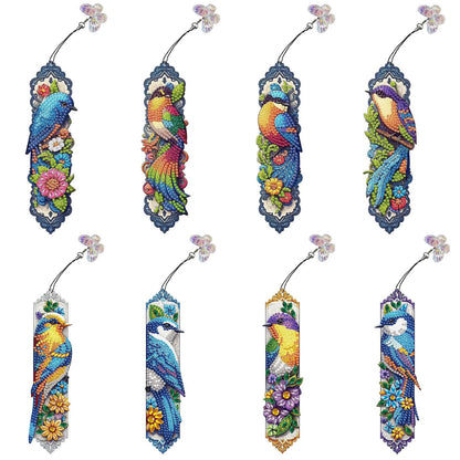 8PCS Hummingbird Diamond Painting Bookmark DIY Diamond Art Kits for Adults, Acrylic Diamond Art Bookmarks with Pendant for Book Lovers