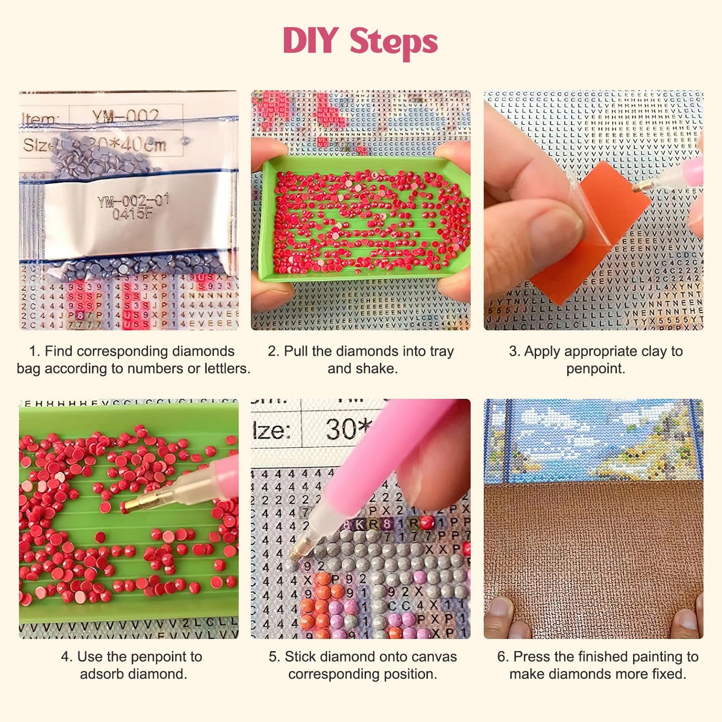 MISCER Flowers Diamond Art Kits for Adults, Peony Diamond Painting Kits for Beginners, 5D Full Drill Round Paint with Diamonds Pictures, Gem Art Painting DIY Crafts Kit Decor 12x16inch