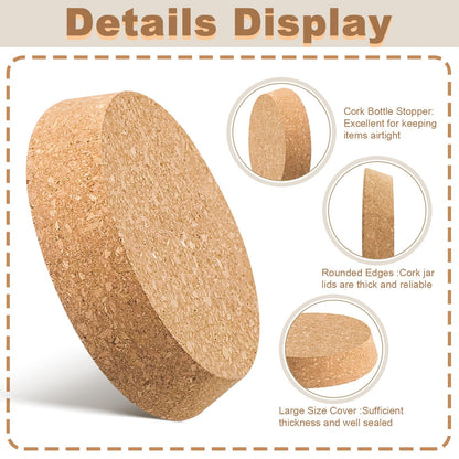GeryVtee 6 PCS Large Cork Bottle Stoppers 3.93x 3.46x 1.18 Inch Tapered Plugs Cork Canning Jar Lids Replacement Corks for Wines, Decorative Bottles, Jars, Arts, DIY Crafts