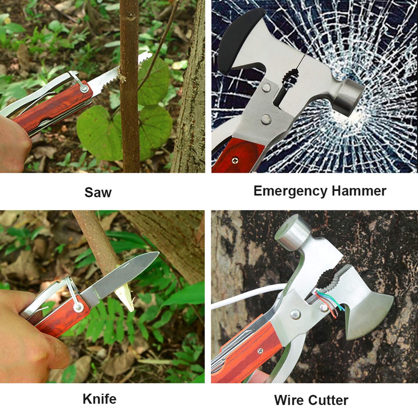 Camping Gear Multitool, Cool & Unique Birthday Gifts for Men Dad Husband Boyfriend, 18-in-1 Survival Gear for Outdoor Hunting Hiking, Emergency Escape Tool with Axe,Hammer,Plier,Knife,Bottle Opener