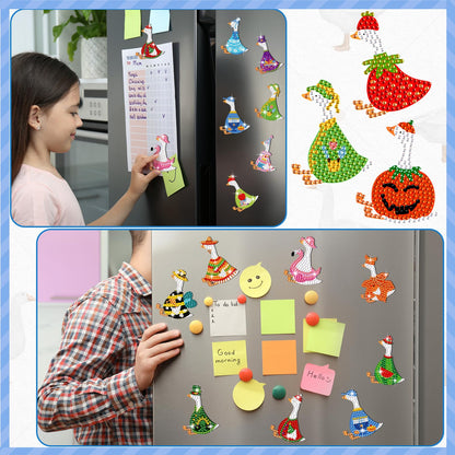 Liliaafar 30 Pcs Diamond Painting Magnets Set Diamond Art Magnets for Fridge Refrigerator Magnetic Stickers for DIY Crafts 5d Rhinestones Gem Art Painting Kits for Adults Beginners(Goose)